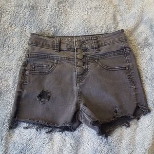 black denim shorts